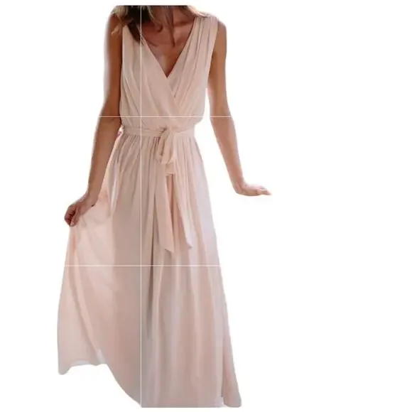 Ceremony by Joanna August | Dresses | Ceremony By Joanna August Blush Pink  Chiffon Sleeveless Maxi Bridesmaid Dress S | Poshmark